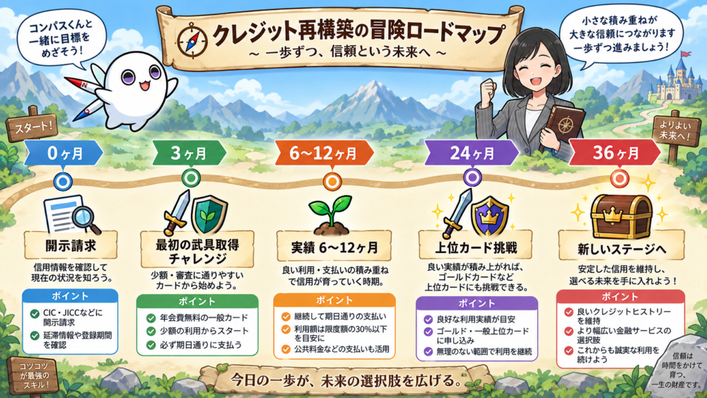ブラック明けからのクレヒス修行のステップを示したロードマップ