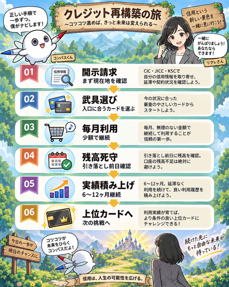 開示請求から上位カードまで、クレヒス修行の全体像をまとめた図