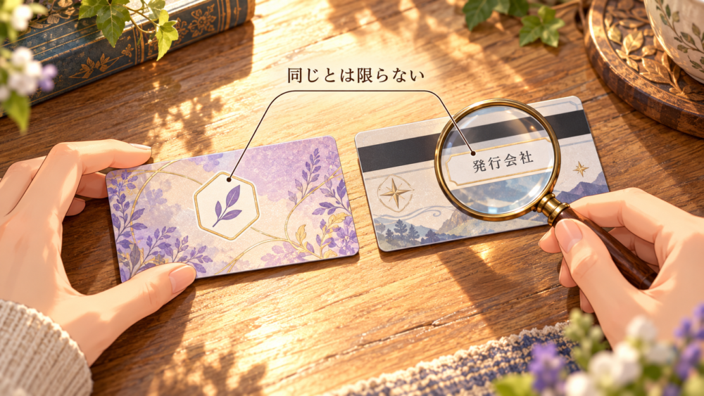 カードのブランドと発行会社を分けて確認する手元